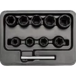   Roncsolt csavarfej leszedő készlet 10 részes 3/8" 10–19 mm – YT-0603
