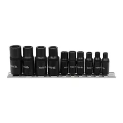   Menetfúró dugókulcs adapter készlet CrV 1/4" – 3/8", 10 részes – YT-29280