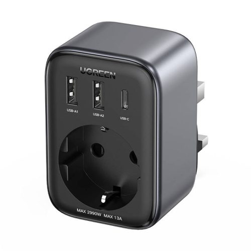 Travel adapter EU to UK plug UGREEN CD314 2xUSB-A, 1xUSB-C