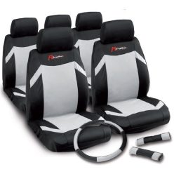   Üléshuzat + kormányvédő szett – Indy, fekete-szürke – 17001
