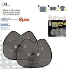 Autós oldalsó napvédő fekete cica mintával, 2 db-os