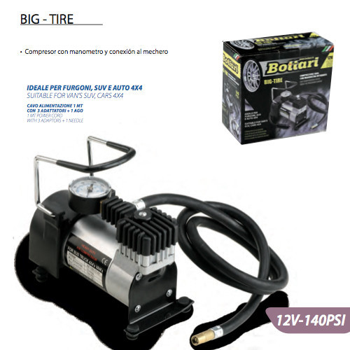 Bottari kompresszor mérővel, 12V, 140 PSI – 24061