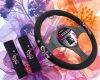 Csajos Autó Szett: Bouquet Kormányvédő + Biztonsági Öv Párna Kis Virágos