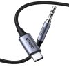 USB-C kábel UGREEN CM450 - 3.5 mm AUX mini jack, 1m (fekete)