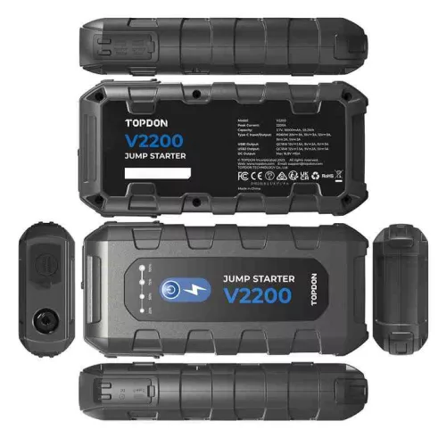 TopDon V2200 Autós Indító & Power Bank – 2200 A, 12 V