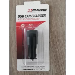   4CARS szivargyújtós töltő, 2 USB porttal, 12-24V, 3,1A (96993)
