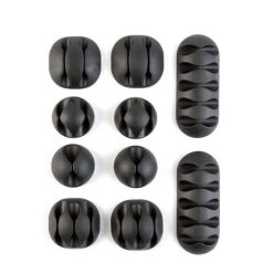   Vezeték rögzítő szett – öntapadós – fekete – (10 db/csomag) – (05557)