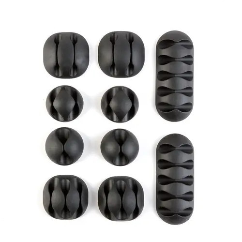 Vezeték rögzítő szett – öntapadós – fekete – (10 db/csomag) – (05557)