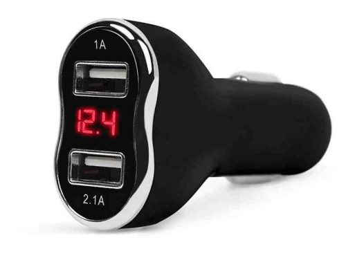 Autós szivargyujtó adapter 2xusb, feszmérövel fekete 55054bk