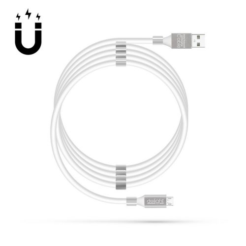 Delight 55446M-WH Mágneses Micro USB Adat- és Töltőkábel, 1,2 m, Fehér