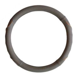   Szürke bőr kormányvédő narancssárga varrással (37-39 cm)