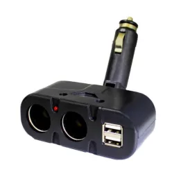   Kettős szivargyújtó elosztó és USB töltő, 12-24V (AE-WF033)