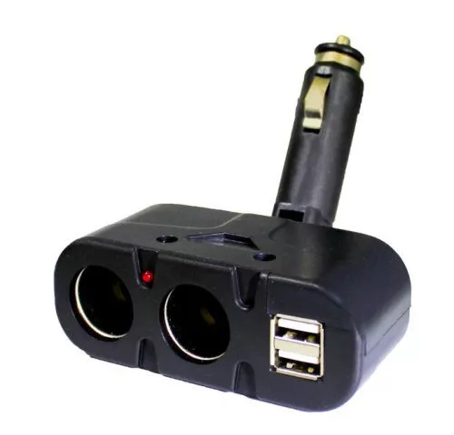 Kettős szivargyújtó elosztó és USB töltő, 12-24V (AE-WF033)