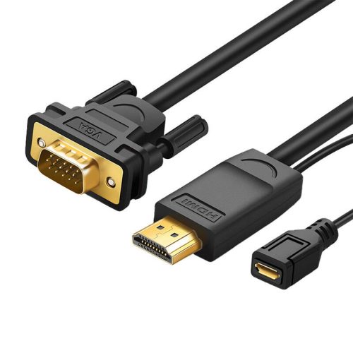 HDMI-VGA adapter UGREEN MM101, kerek, 1,5 m (fekete)