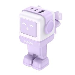   Wall charger Ugreen Nexode RG (Robot GaN), 2x USB-C + USB, 65W (purple)