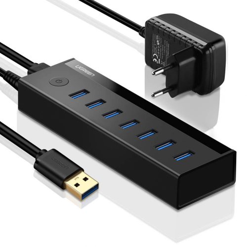 UGREEN US219 7 az 1-ben adapter, USB-elosztó 7x USB 3.0 (szürke)