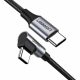 UGREEN US255 USB-C – USB-C könyökkábel, 3A, 60W, 2m (fekete)