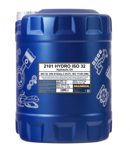 Mannol Hydro ISO 32 10L 2101 Hidraulika olaj DIN51524 Part2 HLP (motorolaj)