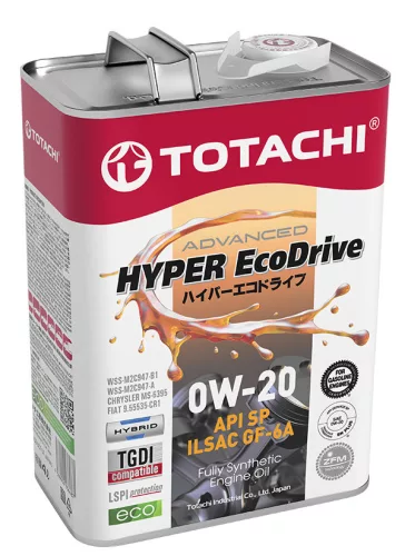 Totachi Hyper Ecodrive 0W20 4L API SP ILSAC GF-6A Hybrid WSS-M2C947 9.55535-CR1 (motorolaj)