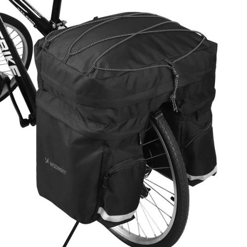 Wozinsky kerékpáros táska hátsó csomagtáska vállpánttal és palacktartóval 60L fekete (WBB13BK)