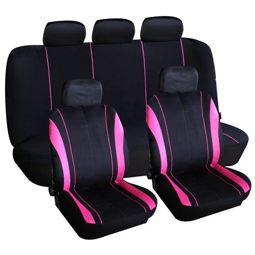 Rózsaszín /Pink -Fekete Üléshuzat, Univerzális, Légzsák Kompatibilis