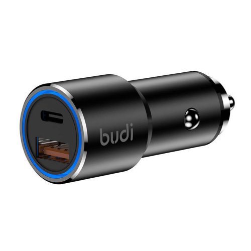 Budi autós töltő, USB + USB-C, 36W (fekete)