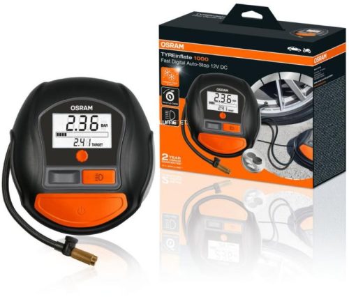 Kompresszor – OSRAM OTI1000 – 12V, 5.5 bar – feltekeredő kábellel