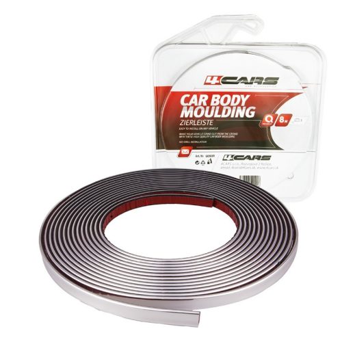 Öntapadós króm ütközésvédő csík, 12 x 2 mm, 8 m