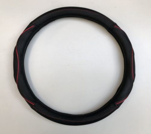 HD valódi bőr kormányvédő, piros/fekete – CD21017N / 5057A