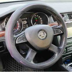 Műbőr kormányvédő 38cm fekete/pink (2394P) autolife