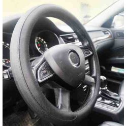   00955 Valódi bőr kormányvédő 38 cm – fekete/fekete (DW-5209BK)