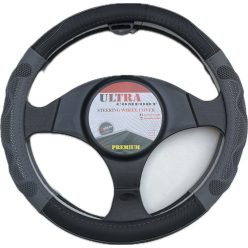   Valódi bőr kormányvédő 38cm fekete/szürke (5002GRAY) 00948 autolife