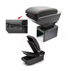   Gyári hatású műbőr univerzális kartámasz 7 USB-s – állítható konzol szélesség, A-009 (W13145)