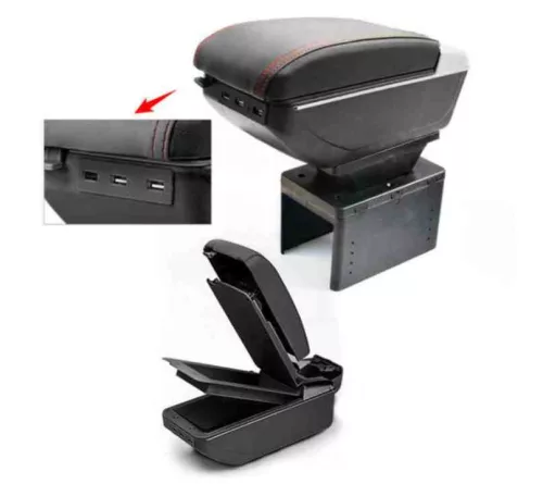 Gyári hatású műbőr univerzális kartámasz 7 USB-s – állítható konzol szélesség, A-009 (W13145)