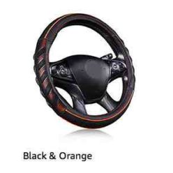   Valódi bőr kormányvédő 38cm fekete/narancs 5002OR (5002OR) (2002OR) autolife