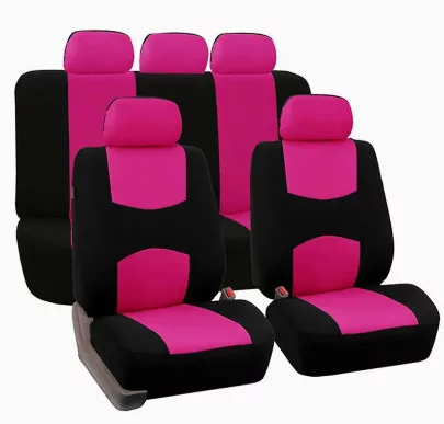 9 részes, két helyen osztható univerzális üléshuzat szett - légzsák kompatibilis - pink/fekete (AD008PK)