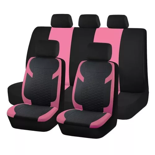 9 részes, két helyen osztható univerzális üléshuzat szett - légzsák kompatibilis - pink/fekete (AD9549PK)