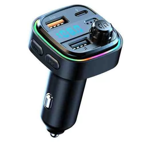 Bluetooth FM transzmitter – C26, 12/24V, 5.3+EDR, RGB világítás