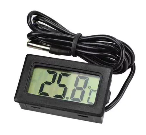 Elektronikus hőmérő LCD kijelzővel, 1 m-es szonda, fekete (48 x 28 x 15 mm) (65008)