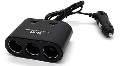 Szivargyújtó elosztó – 3 aljzat + 2 USB, 12/24V, max. 120W – 13245