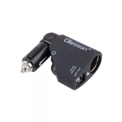   Szivargyújtó elosztó, 2 USB + aljzat, állítható fejjel – 12/24V – 13252