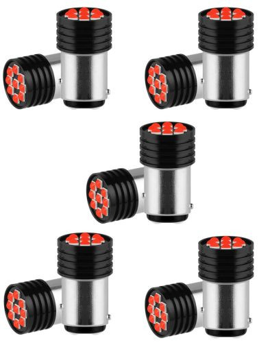 Izzó – LED – 21/5W – 5× villog + világítás – SMD-1157-9SMD – piros – strobe – 12V (22315)