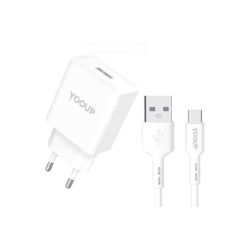   USB-s hálózati töltő 12W + USB / Type-C kábel Yooup NC76-A