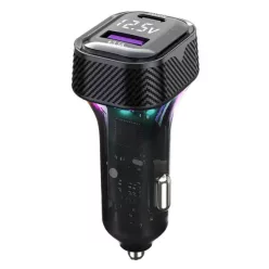   K27 Szivargyújtós gyorstöltő 45W – PD Type-C + USB, RGB világítással és beépített voltmérővel 13382