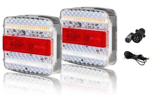 Utánfutó hátsó lámpa szett LED-es, WiFi-s, 7 pólusú csatlakozóval, komplett világítás 12/24V