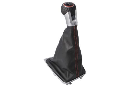 Volkswagen Passat B6 (2005-2010) - váltógomb + váltószoknya - ezüst / fekete / piros - műanyag - (OE: 5G1711113DC) - BLIC