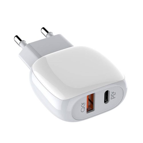 Fali töltő LDNIO A2313C, USB + USB-C, PD + QC 3.0, 20W (fehér)