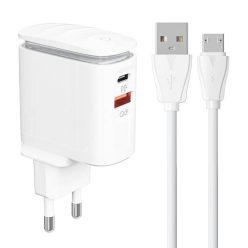 LDNIO A2423C USB, USB-C hálózati töltő + MicroUSB kábel