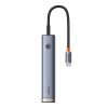 Baseus Ultra Joy 6 az 1-ben USB-C hub – HDMI, USB3.0x2, USB2.0, PD, C3.0 (szürke)