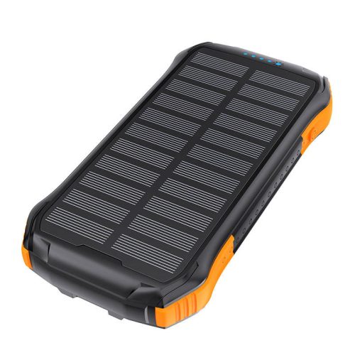 Choetech B659 napelemes powerbank induktív töltéssel 2x USB 10000mAh Qi 5W (fekete és narancssárga)